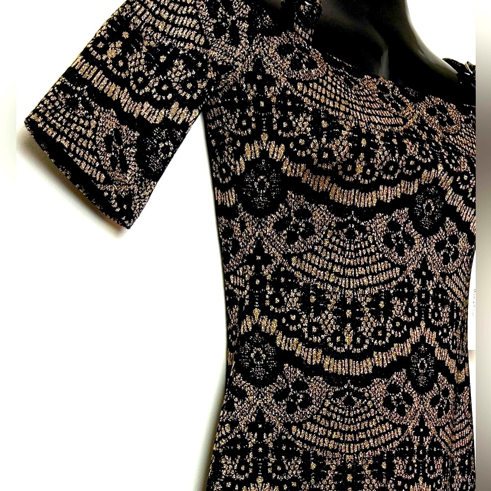 NWT Urban Girl Nites Black and Golden/Tan Fitted Dress! - Picture 6 of 15